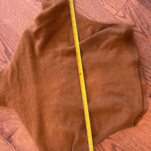 Vince Brown rust Cashmere wool Blend Raw Hem Turtleneck Sweater cropped - Picture 6 of 7